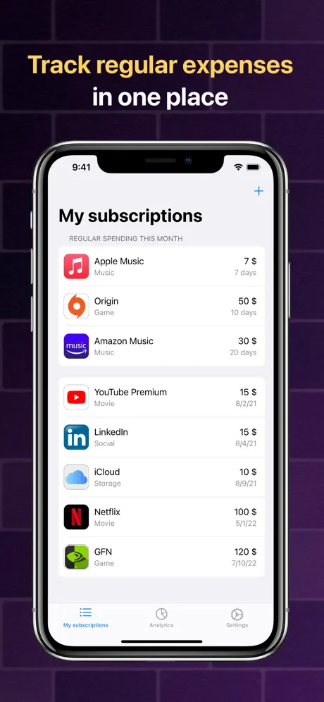 Suber - regular expenses screenshot 1