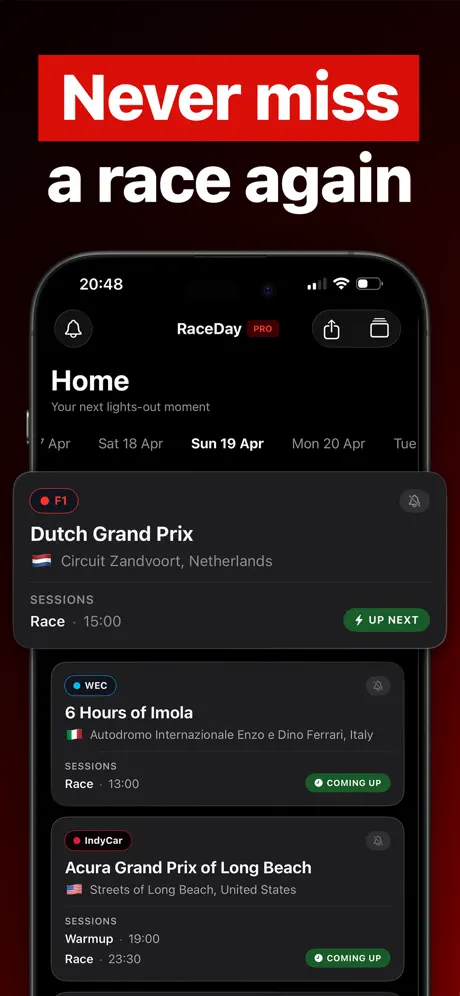 RaceDay - Racing Calendar screenshot 1
