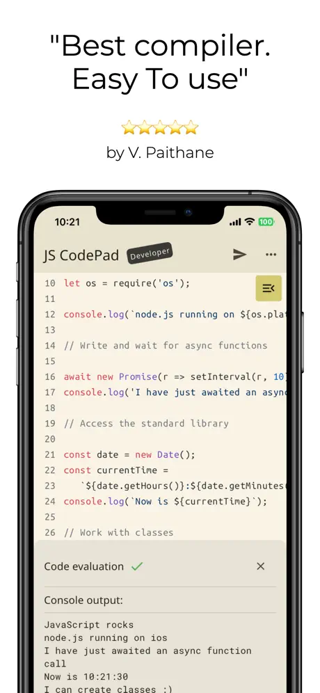 Offline JavaScript and TypeScript IDE for iOS | BuildStore